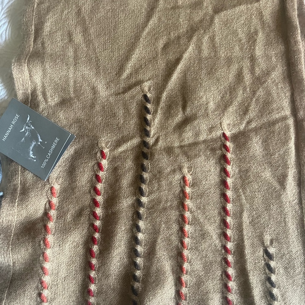 Hannah Rose Tan 100%Cashmere Scarf NEW WITH TAG - Picture 7 of 11